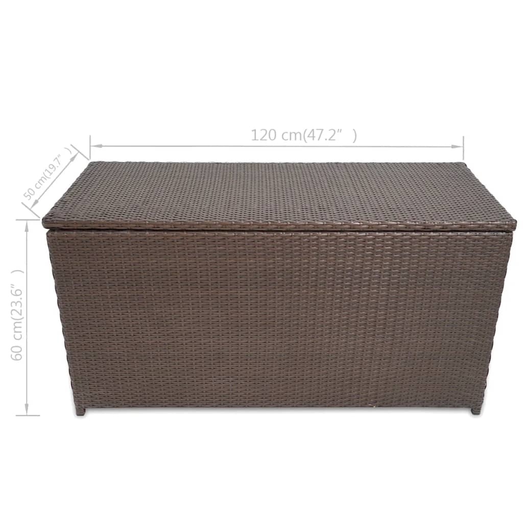 Garden Storage Box Brown 120x50x60 cm Poly Rattan - Newstart Furniture