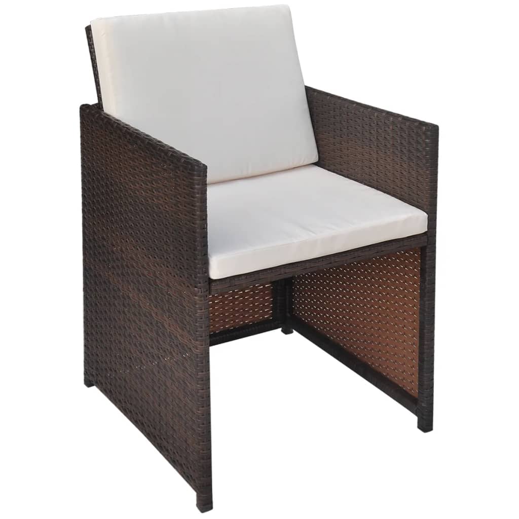 Garden Chairs 2 pcs with Cushions and Pillows Poly Rattan Brown - Newstart Furniture