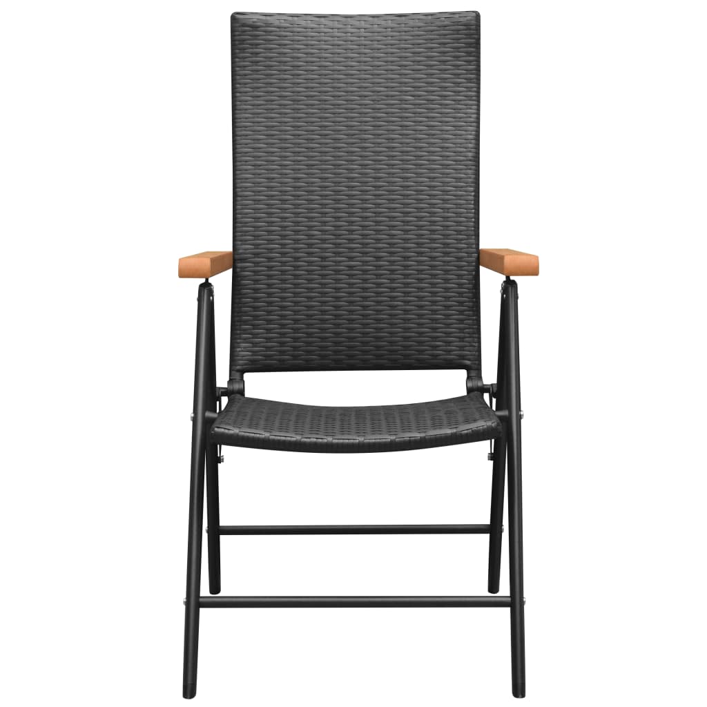 Stackable Garden Chairs 2 pcs Poly Rattan Black - Newstart Furniture