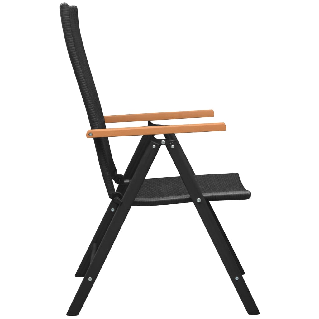 Stackable Garden Chairs 2 pcs Poly Rattan Black - Newstart Furniture