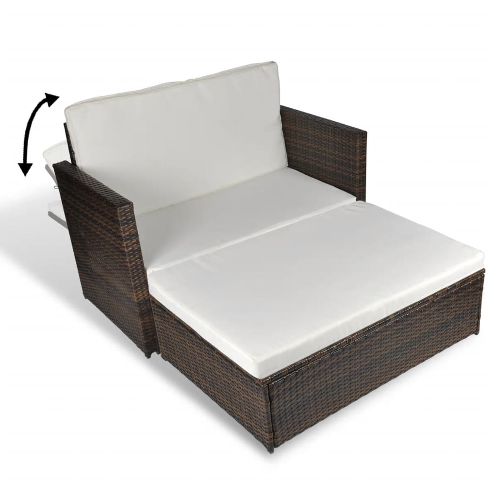 Garden Sofa Poly Rattan Brown - Newstart Furniture