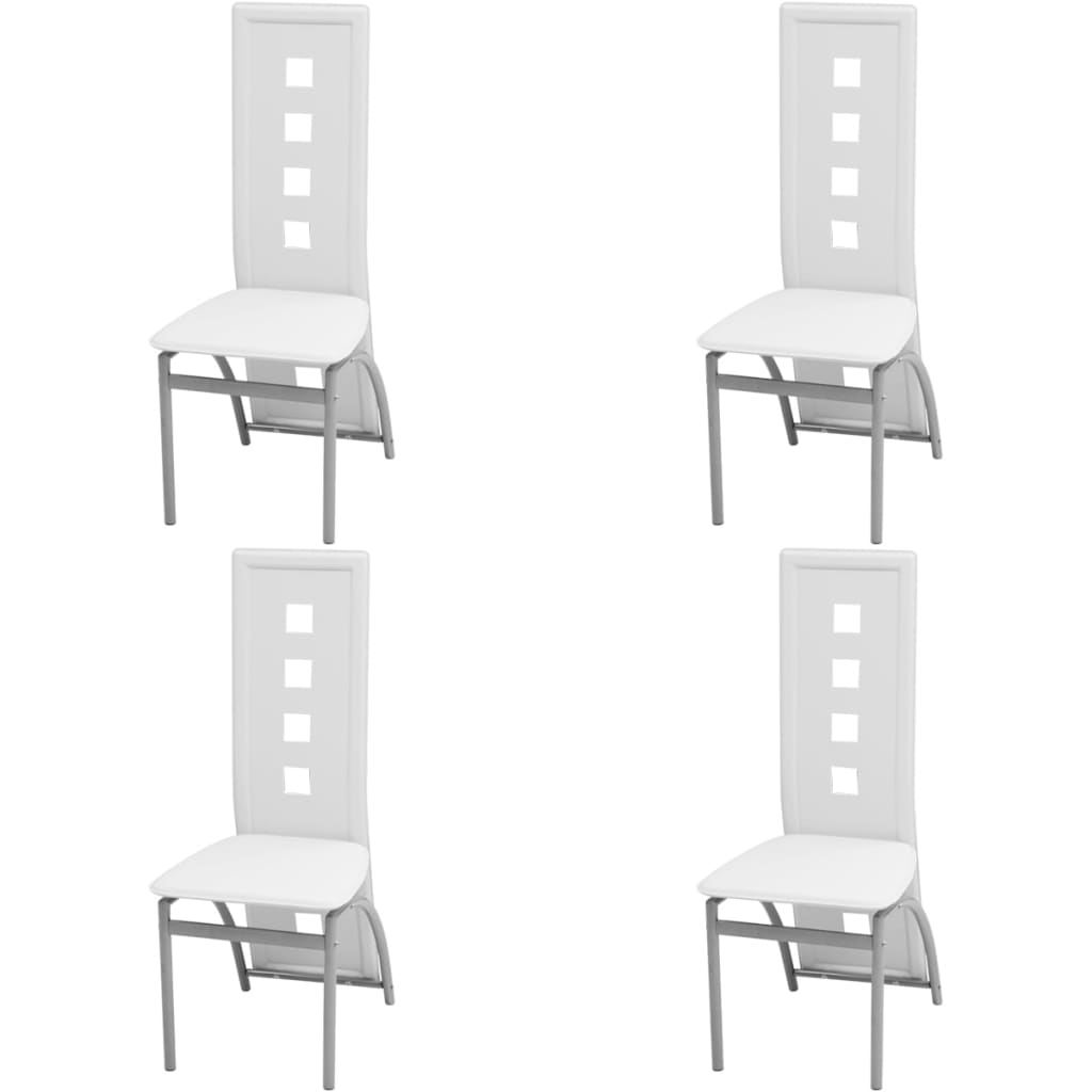 Dining Chairs 4 pcs White Faux Leather - Newstart Furniture