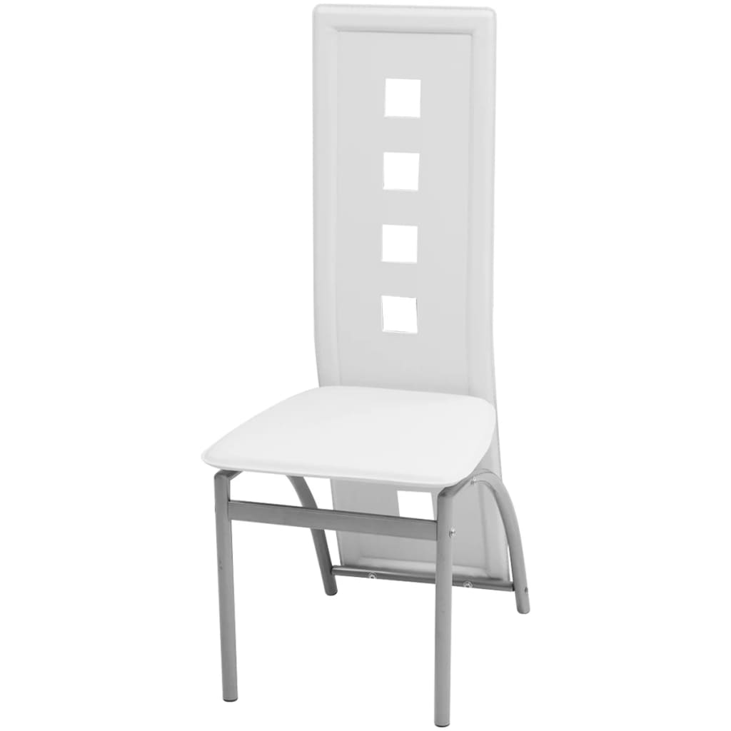Dining Chairs 4 pcs White Faux Leather - Newstart Furniture