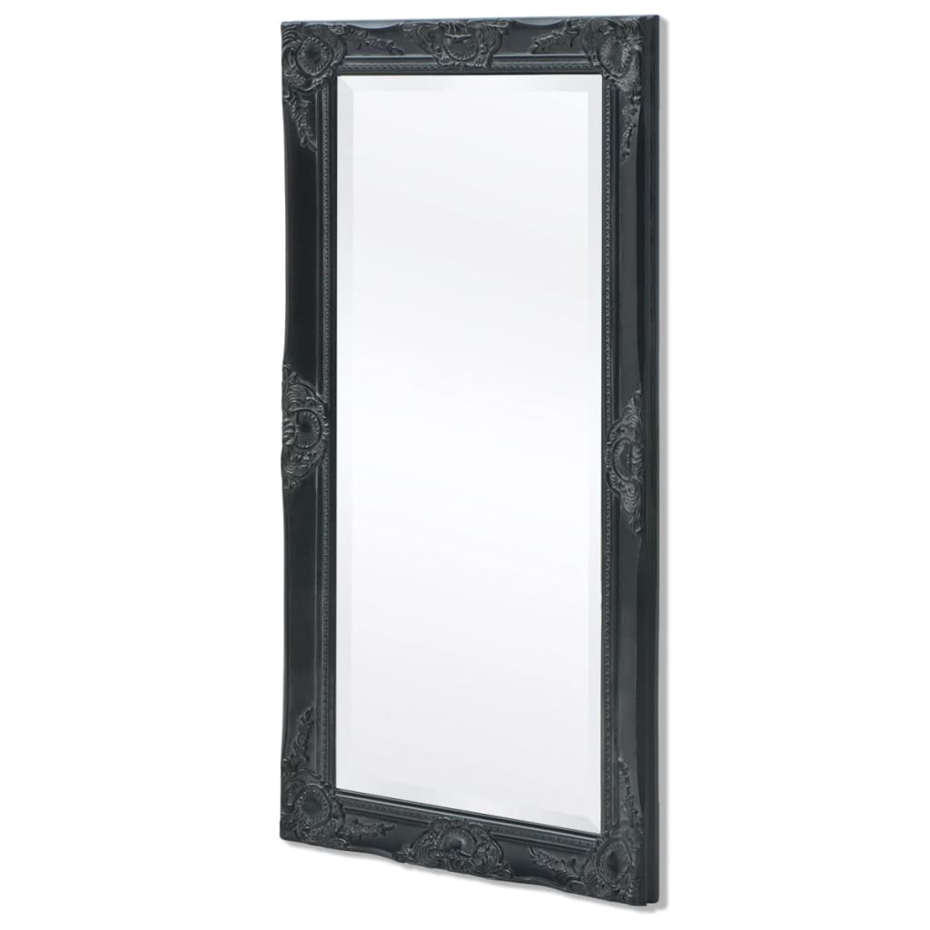 Wall Mirror Baroque Style 100x50 cm Black - Newstart Furniture