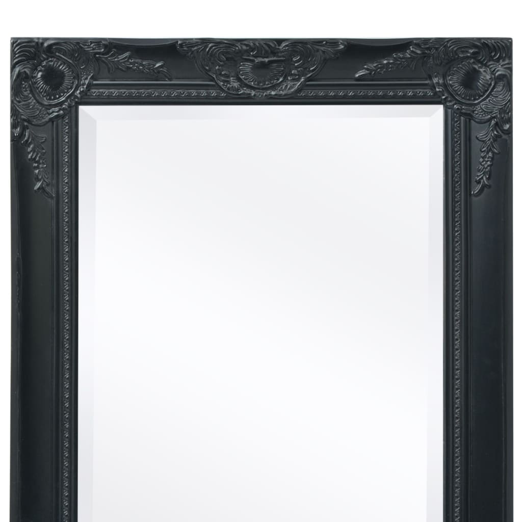 Wall Mirror Baroque Style 100x50 cm Black - Newstart Furniture