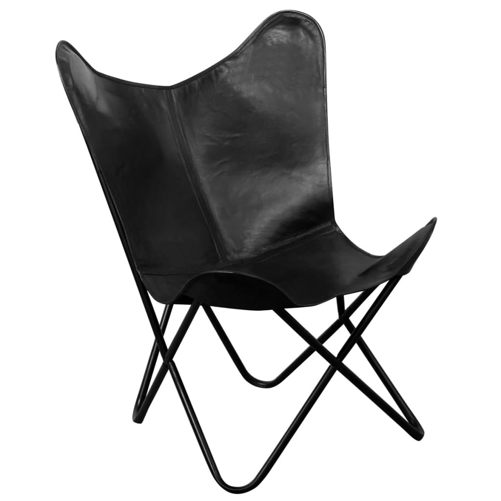 Butterfly Chair Black Real Leather - Newstart Furniture