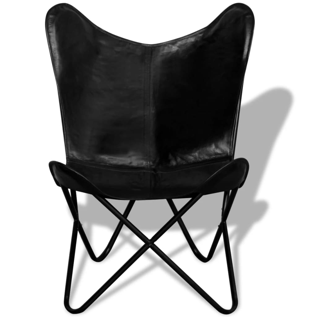 Butterfly Chair Black Real Leather - Newstart Furniture