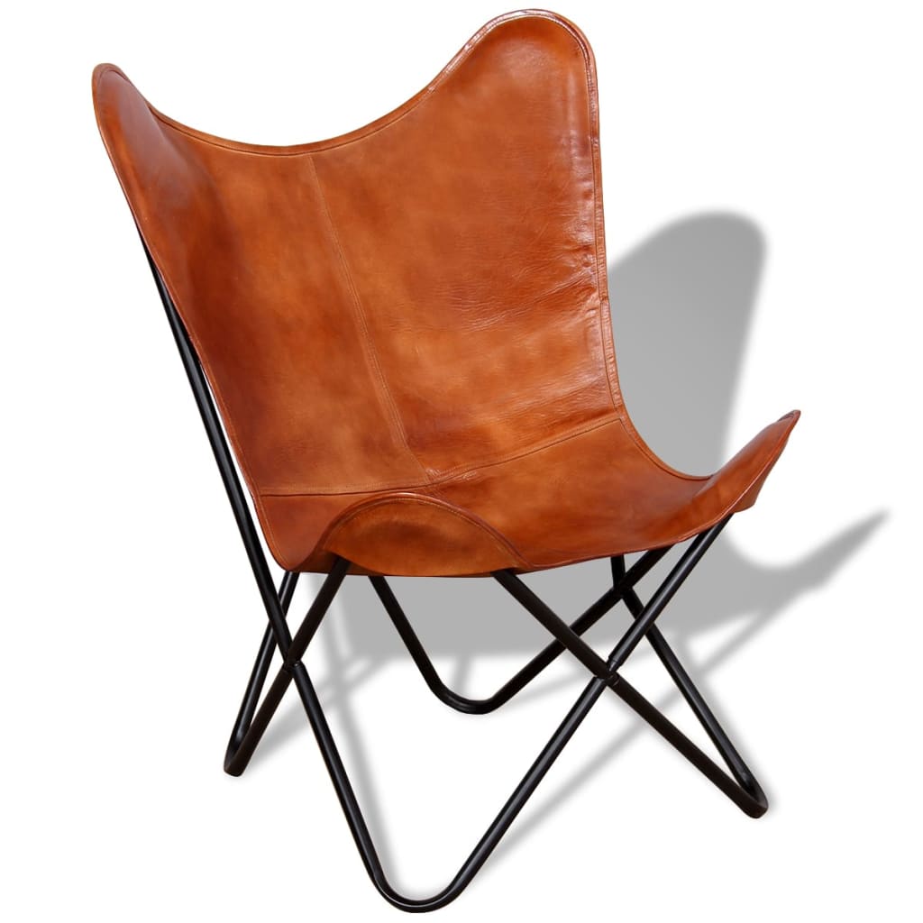 Butterfly Chair Brown Real Leather - Newstart Furniture