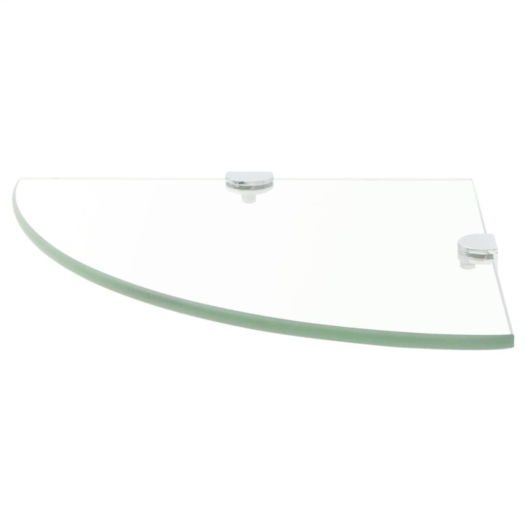 Corner Shelf with Chrome Supports Glass Clear 25x25 cm - Newstart Furniture