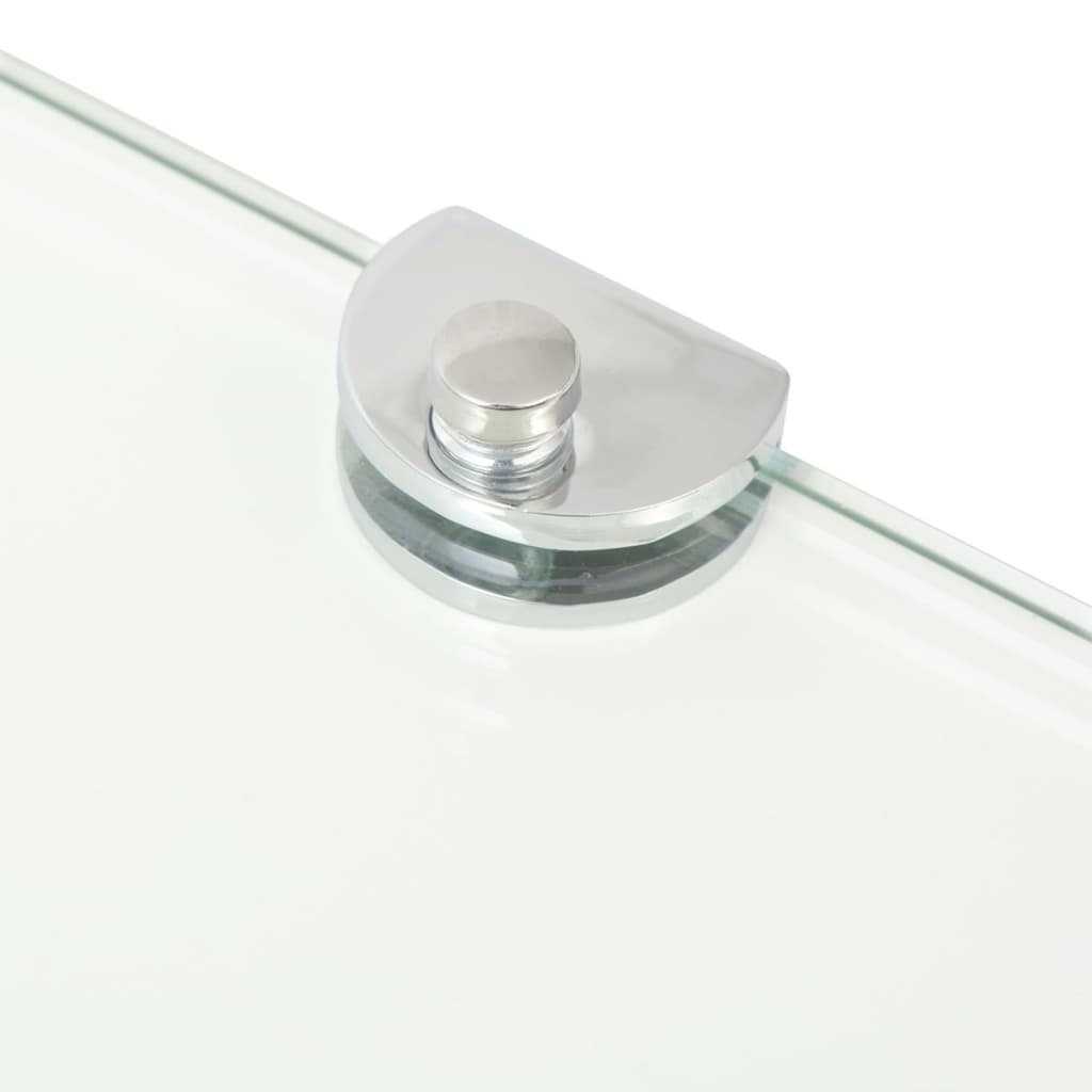 Corner Shelf with Chrome Supports Glass Clear 25x25 cm - Newstart Furniture