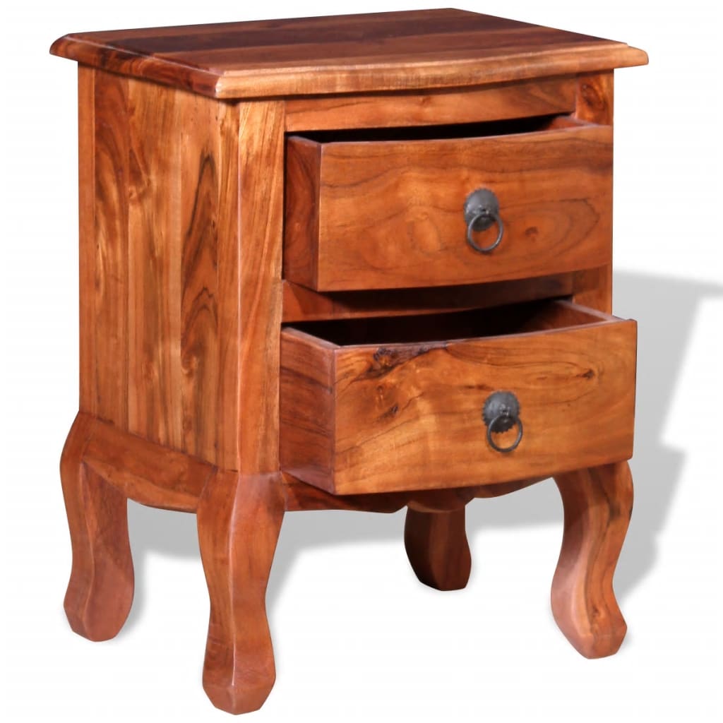 Nightstand with Drawers Solid Acacia Wood - Newstart Furniture
