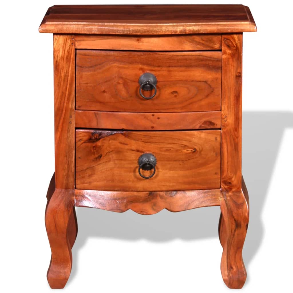 Nightstand with Drawers Solid Acacia Wood - Newstart Furniture