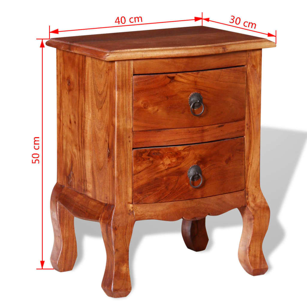 Nightstands with Drawers 2 pcs Solid Acacia Wood - Newstart Furniture