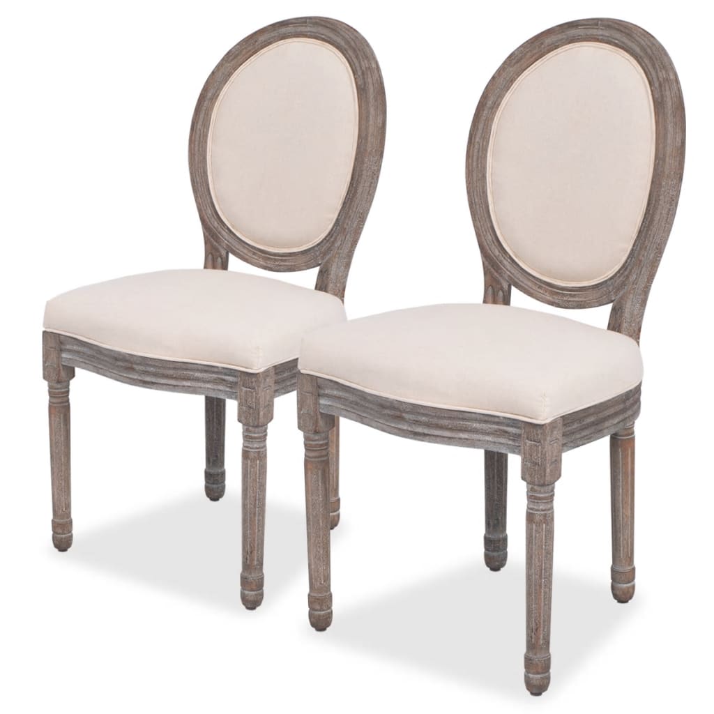 Dining Chairs 2 pcs Cream Fabric - Newstart Furniture