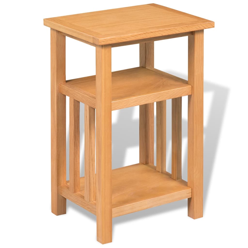 End Table with Magazine Shelf 27x35x55 cm Solid Oak Wood - Newstart Furniture