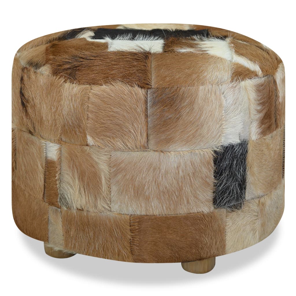Pouffe Genuine Leather Round 50x50x45 cm - Newstart Furniture