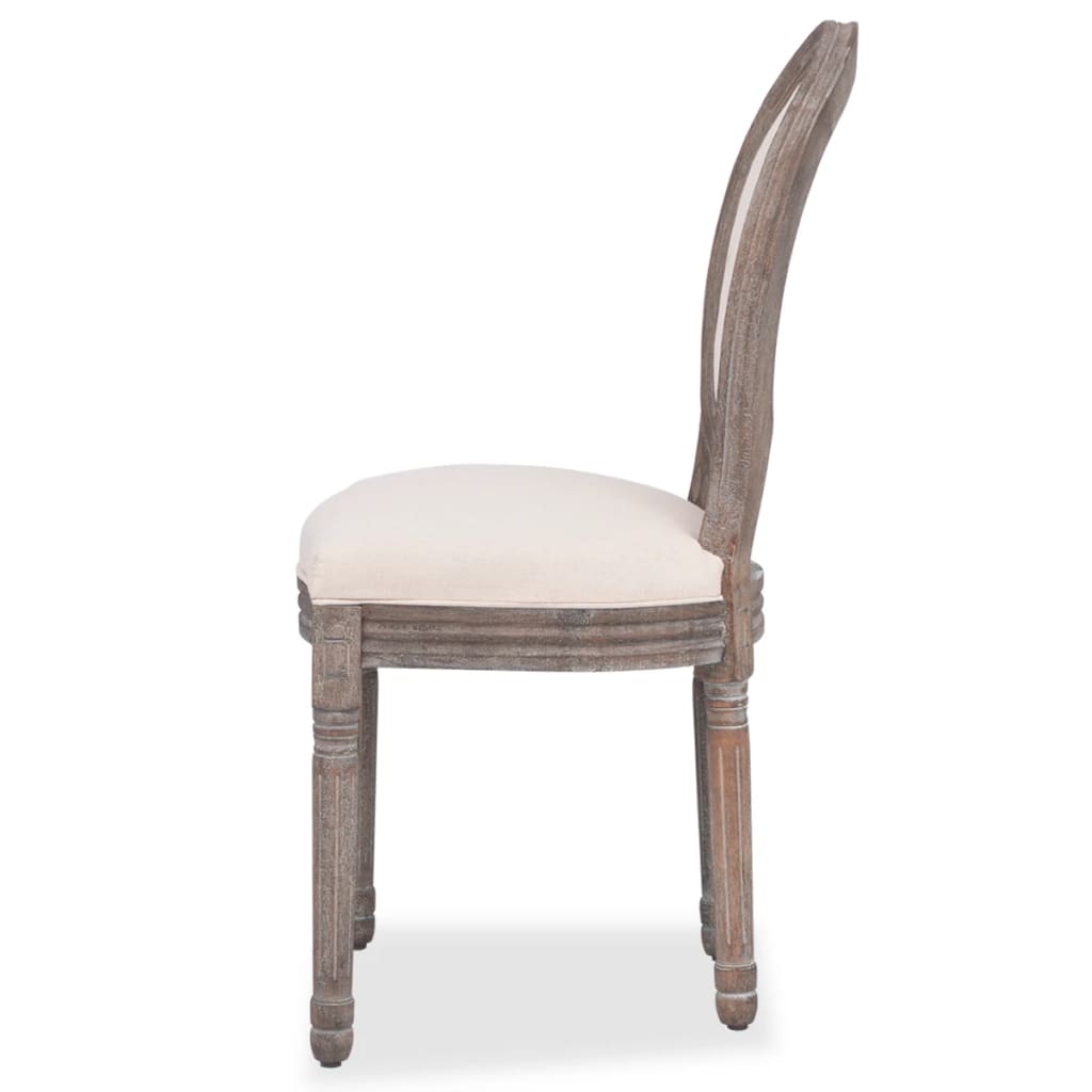 Dining Chairs 6 pcs Cream Fabric - Newstart Furniture