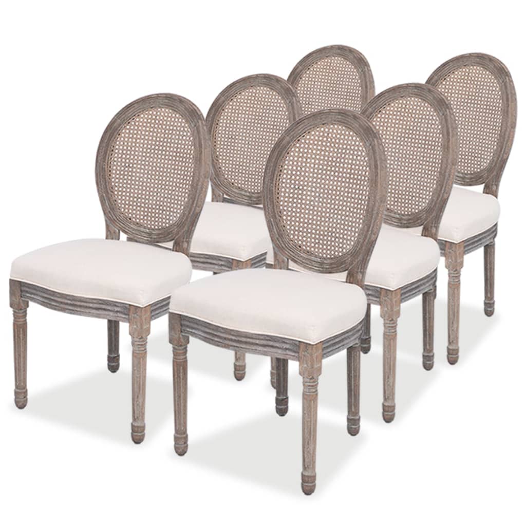 Dining Chairs 6 pcs Cream Fabric - Newstart Furniture