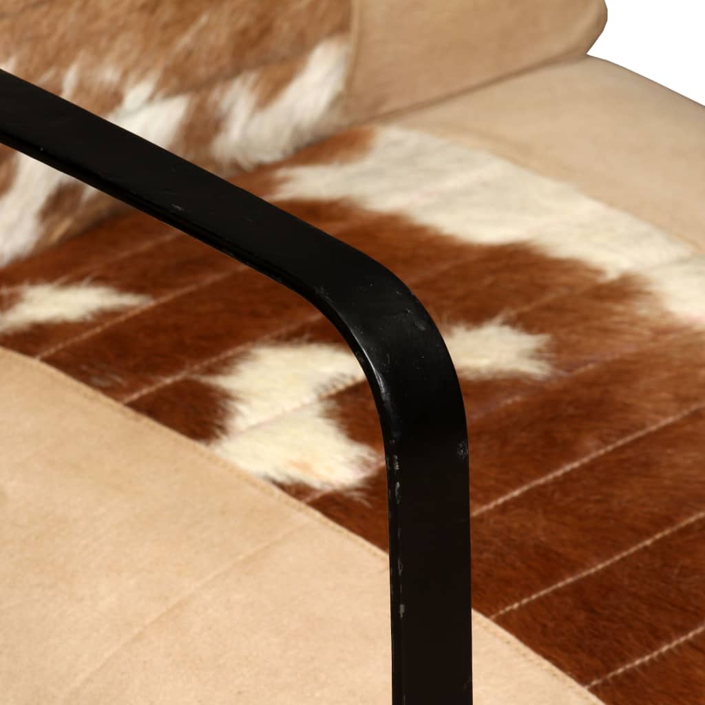 Lounge Chair Cream Genuine Goatskin and Canvas - Newstart Furniture