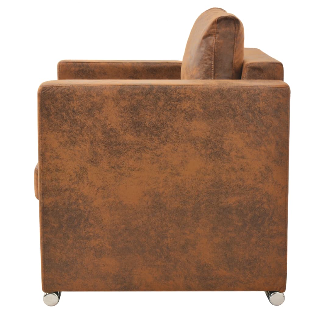 Armchair Brown Faux Suede Leather - Newstart Furniture