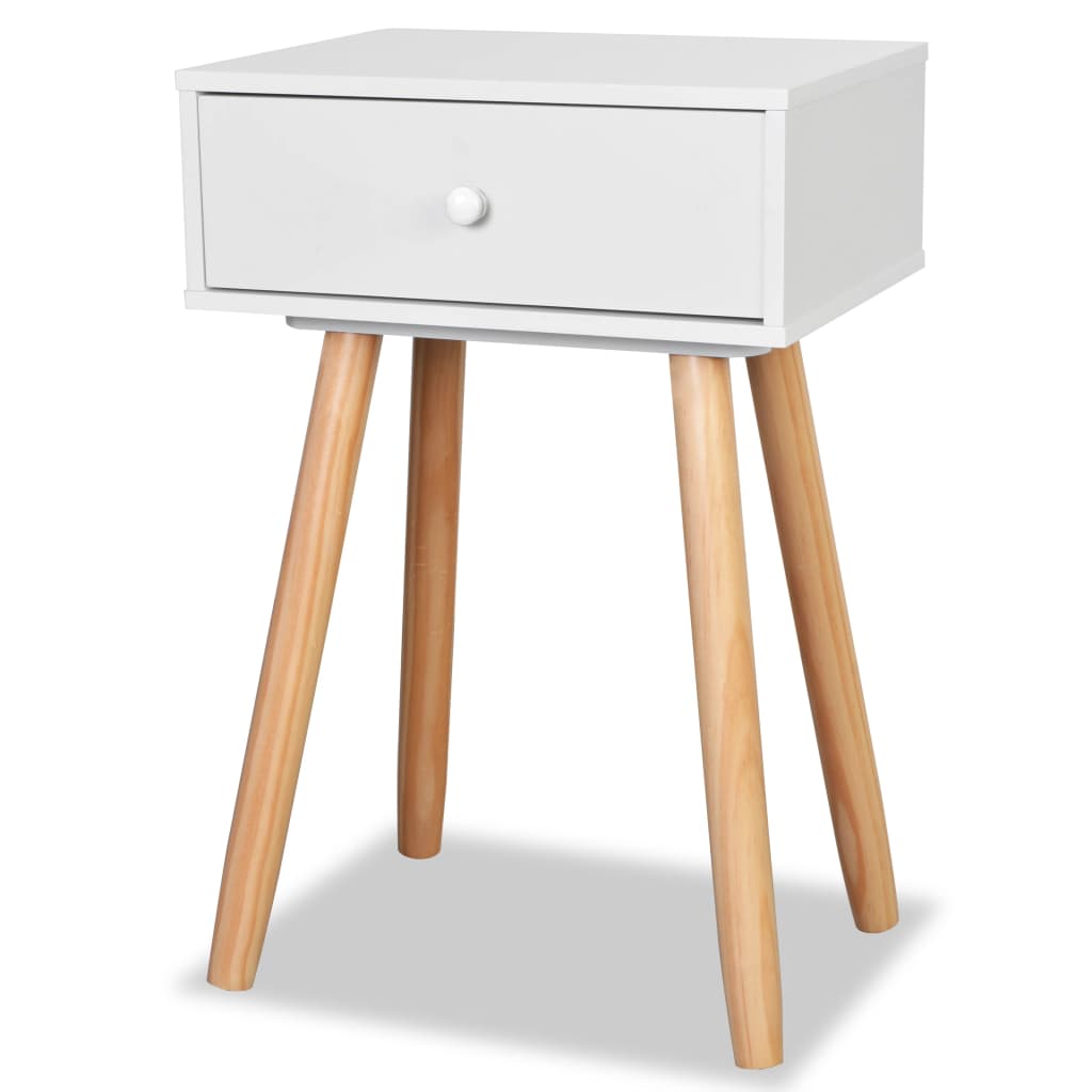 Bedside Tables 2 pcs Solid Pinewood 40x30x61 cm White - Newstart Furniture