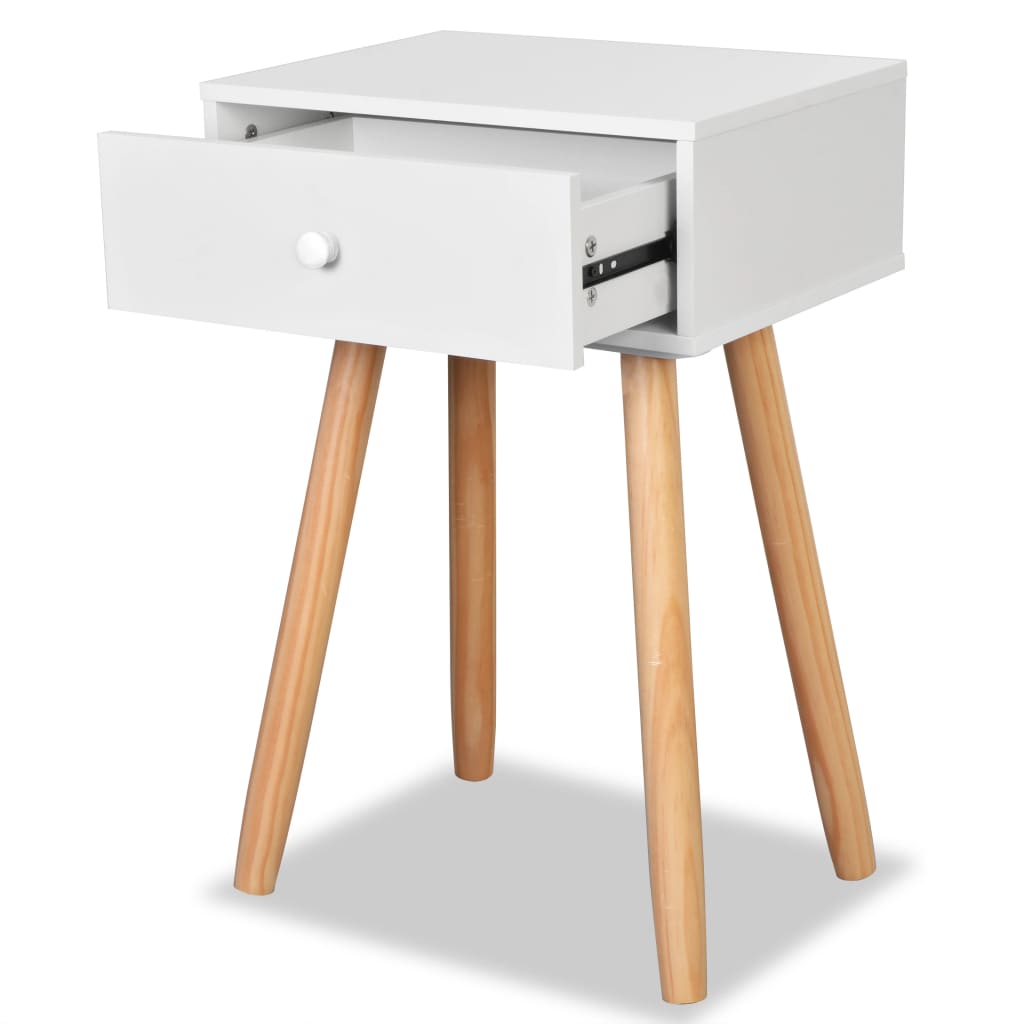 Bedside Tables 2 pcs Solid Pinewood 40x30x61 cm White - Newstart Furniture