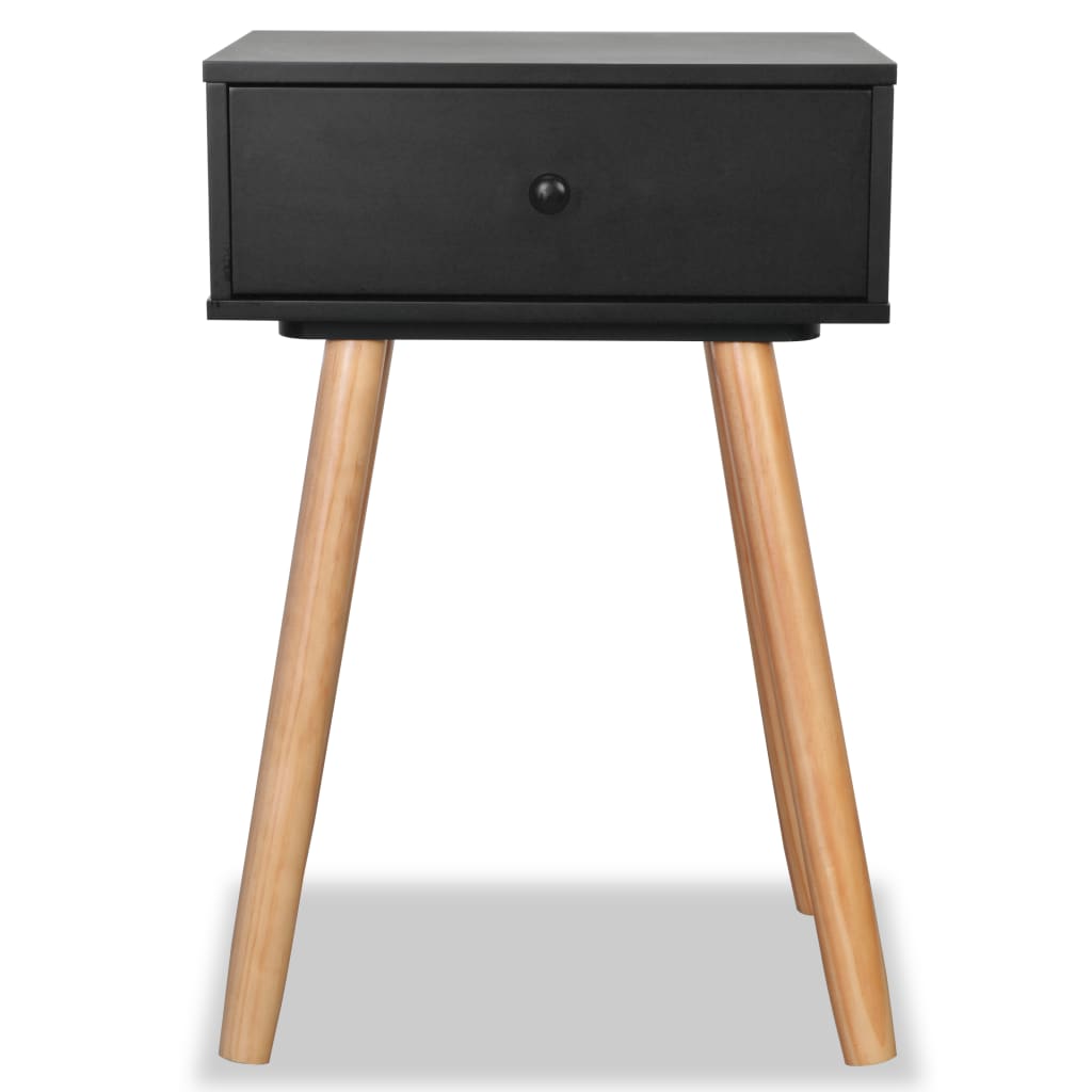 Bedside Tables 2 pcs Solid Pinewood 40x30x61 cm Black - Newstart Furniture