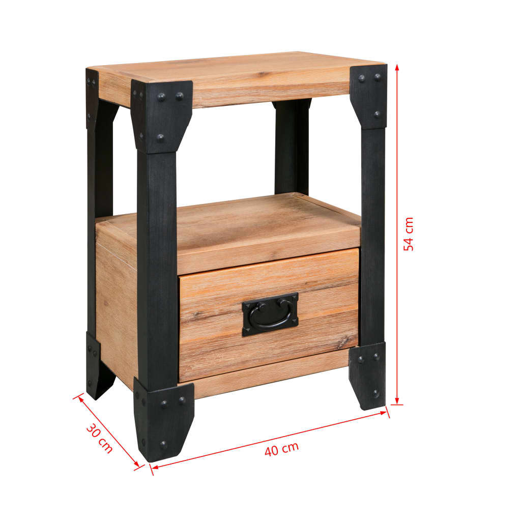 Nightstand Solid Acacia Wood Steel 40x30x54 cm - Newstart Furniture