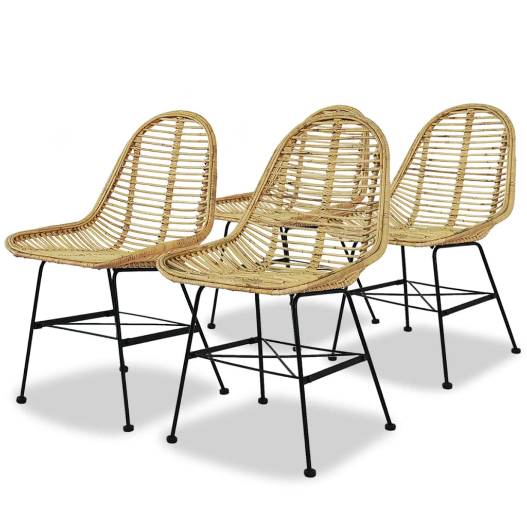 Dining Chairs 4 pcs Natural Rattan - Newstart Furniture