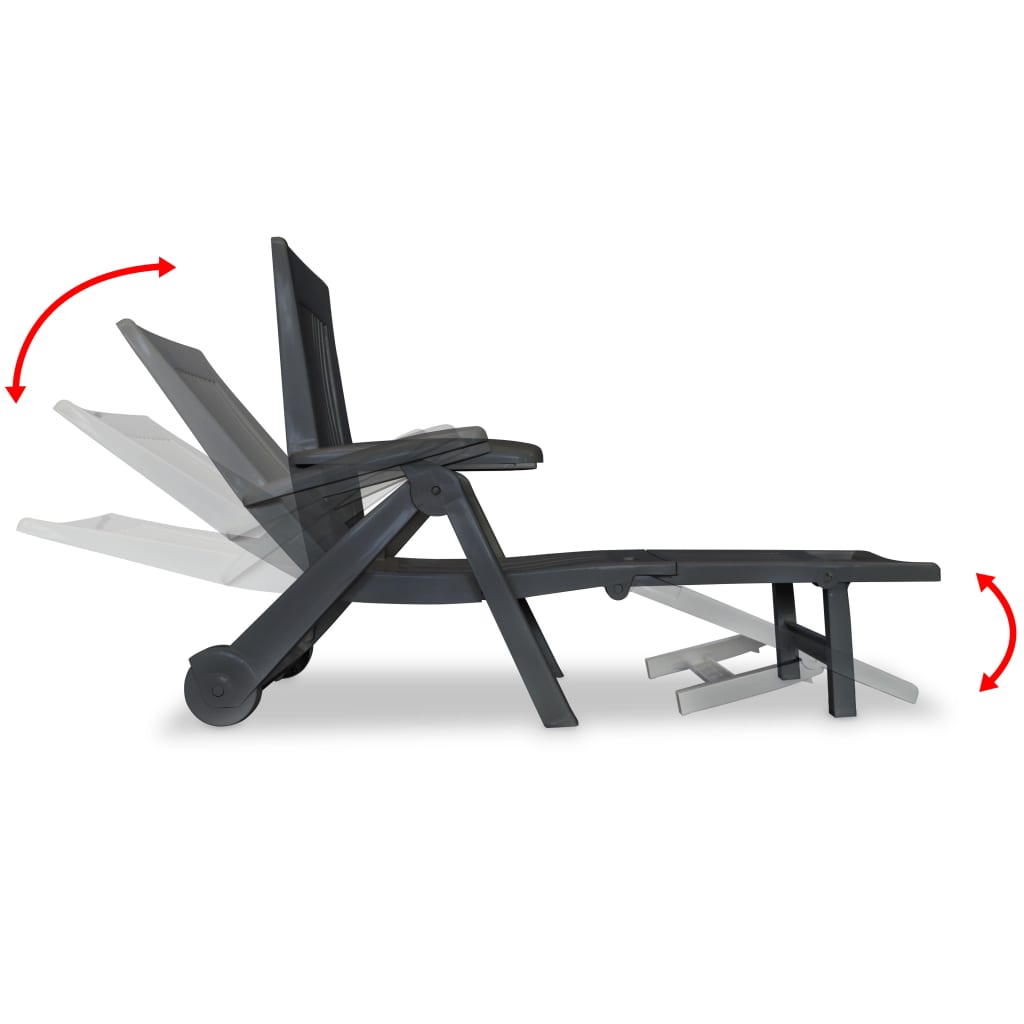 Sun Lounger with Footrest Plastic Anthracite - Newstart Furniture