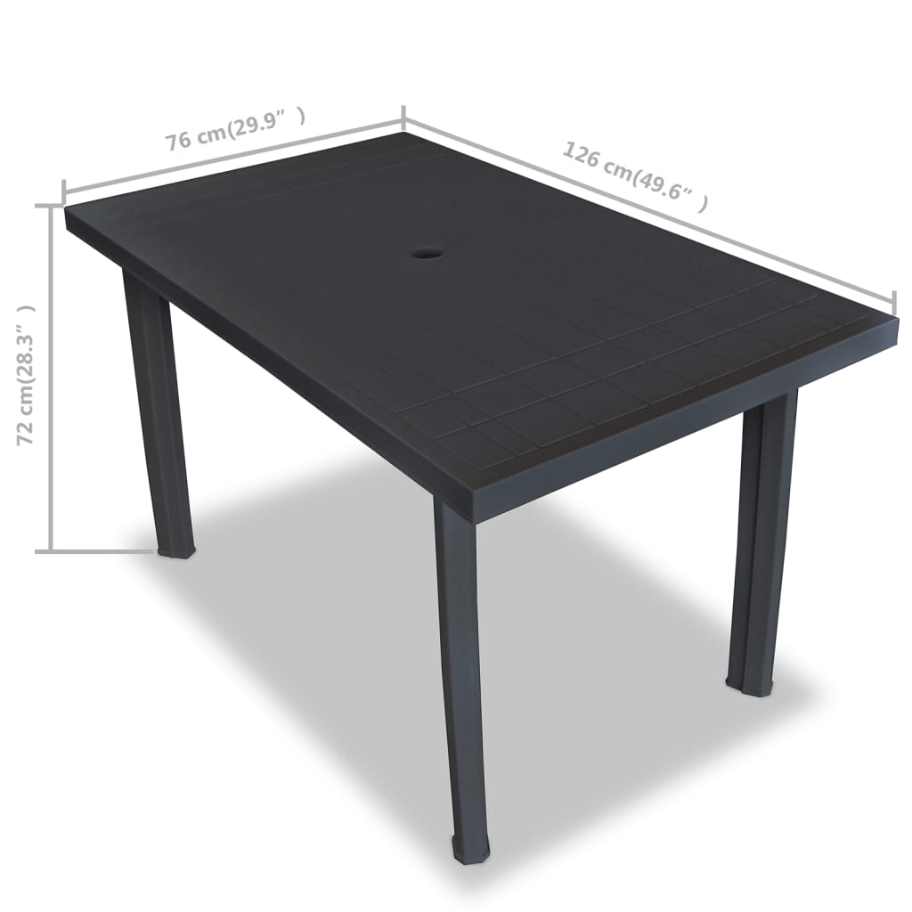 Garden Table Anthracite 126x76x72 cm Plastic - Newstart Furniture