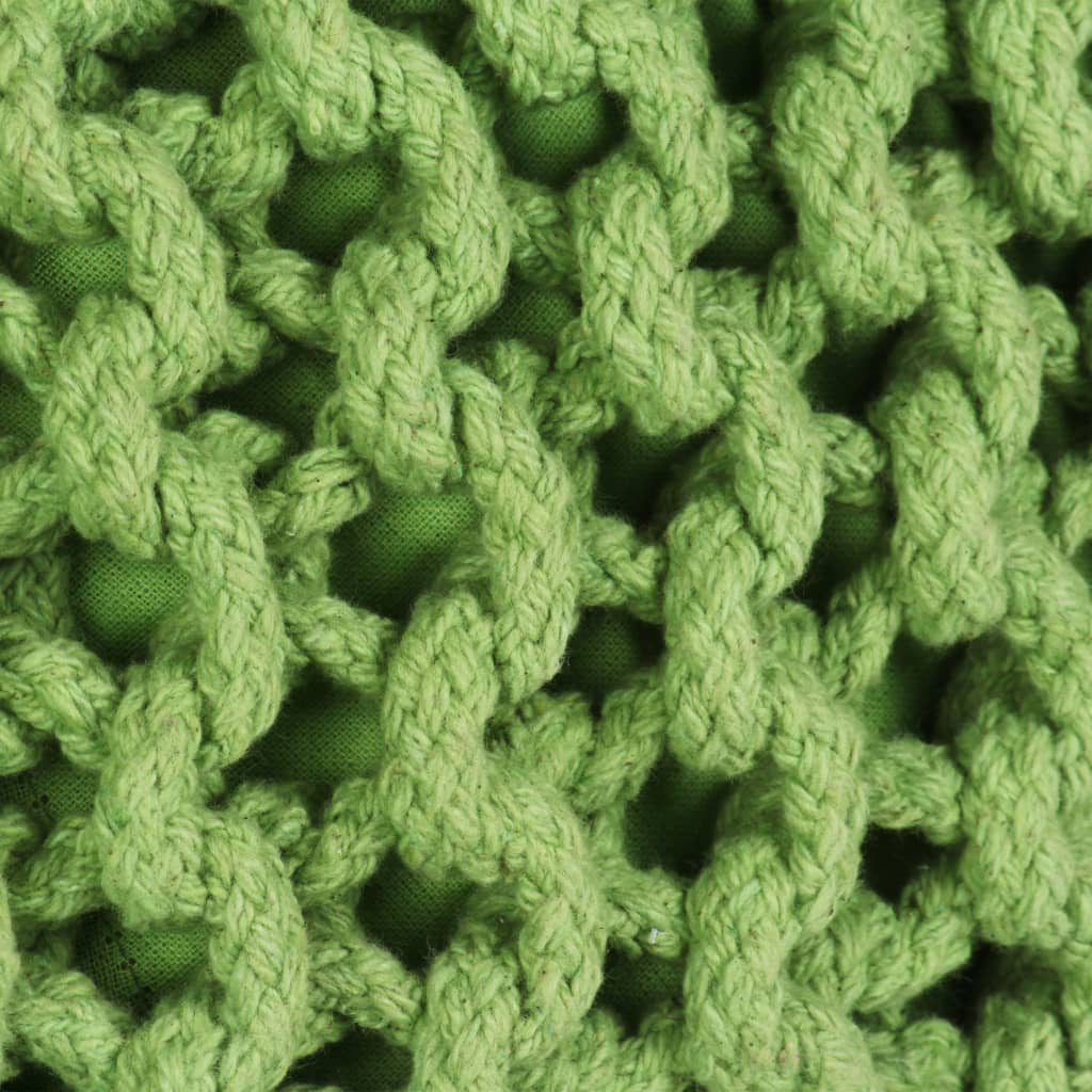 Hand-Knitted Pouffe Cotton 50x35 cm Green - Newstart Furniture