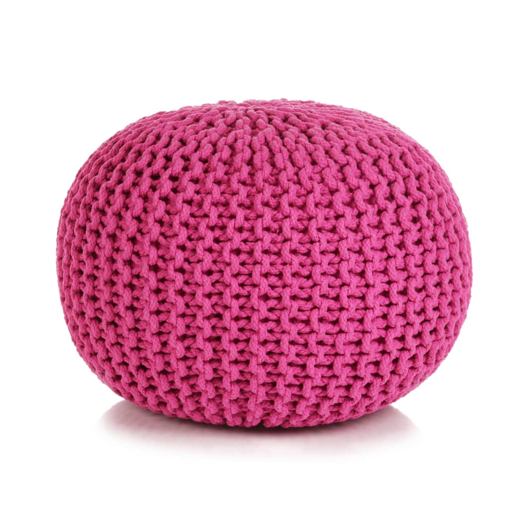 Hand-Knitted Pouffe Cotton 50x35 cm Pink - Newstart Furniture
