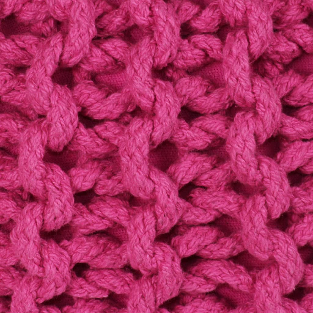 Hand-Knitted Pouffe Cotton 50x35 cm Pink - Newstart Furniture