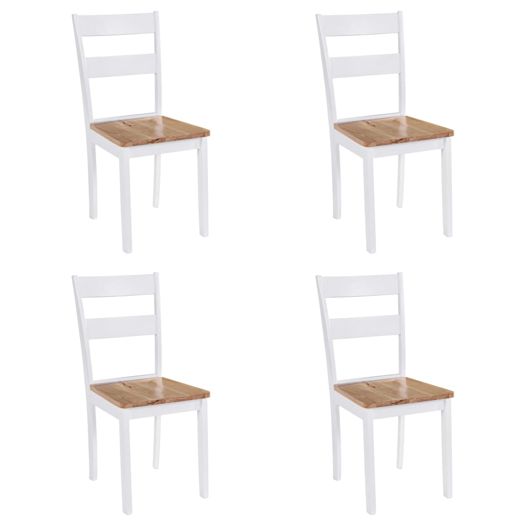 Dining Chairs 4 pcs White Solid Rubber Wood - Newstart Furniture