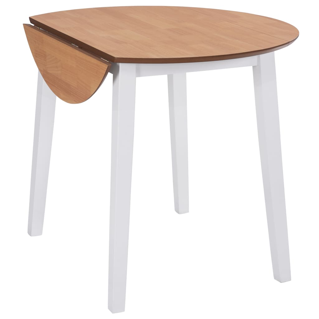 Drop-leaf Dining Table Round MDF White - Newstart Furniture