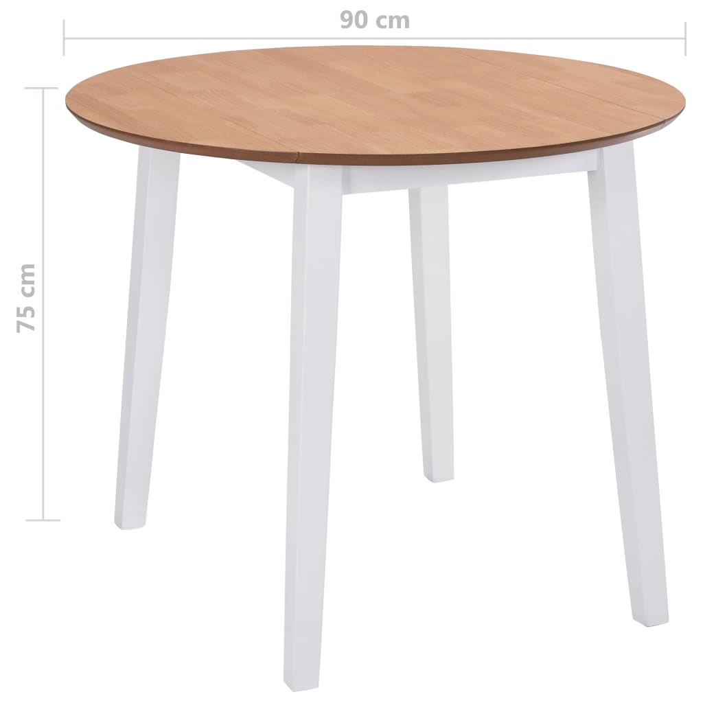 Drop-leaf Dining Table Round MDF White - Newstart Furniture