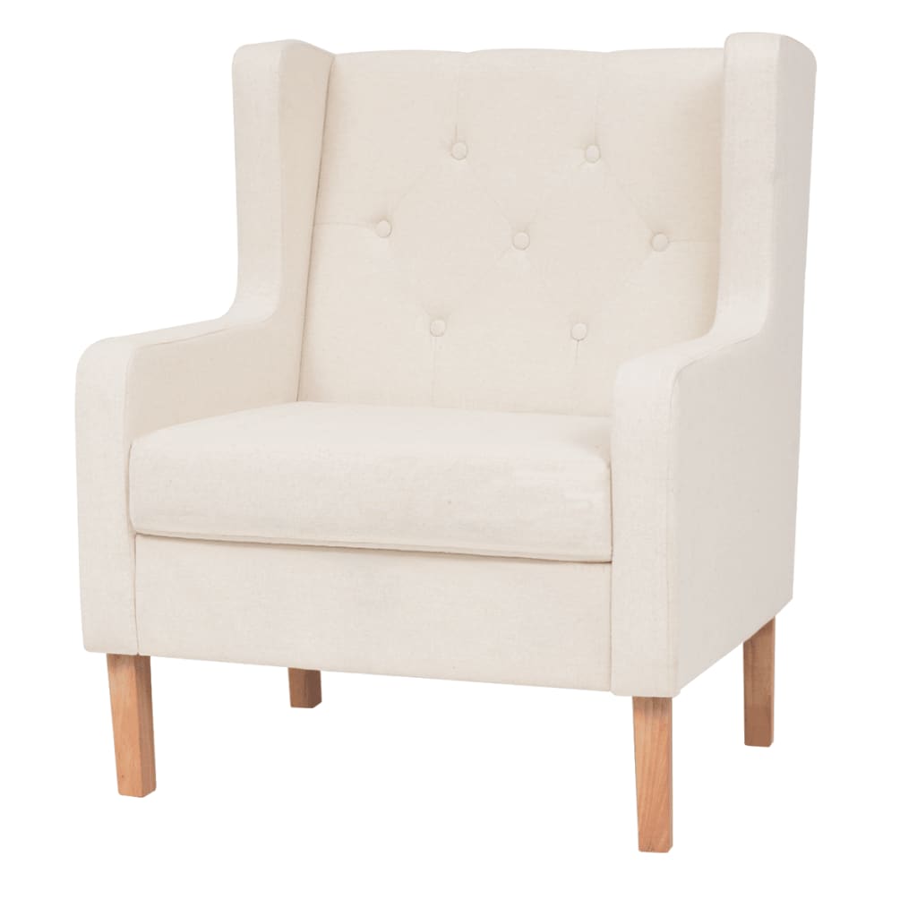 Armchair Cream White Fabric - Newstart Furniture