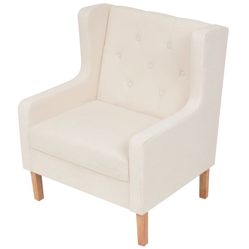 Armchair Cream White Fabric - Newstart Furniture
