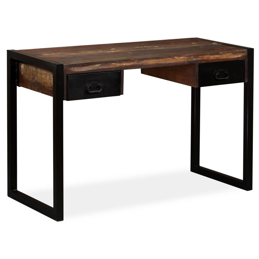 Desk with 2 Drawers Solid Reclaimed Wood 120x50x76 cm - Newstart Furniture