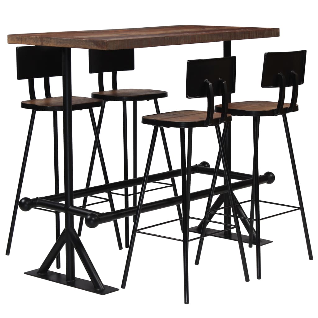 Bar Set 5 Piece Solid Reclaimed Wood - Newstart Furniture