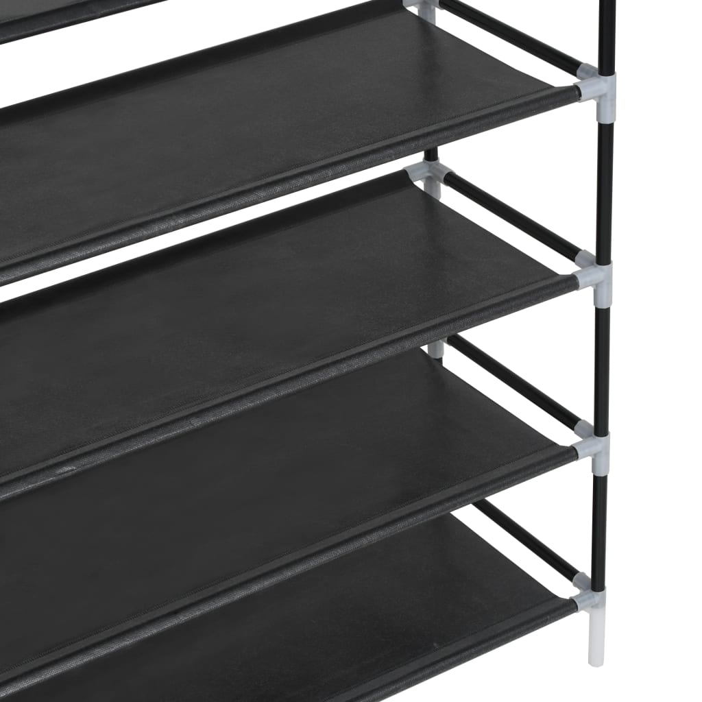 Shoe Rack with 10 Shelves Metal and Non-Woven Fabric Black - Newstart Furniture