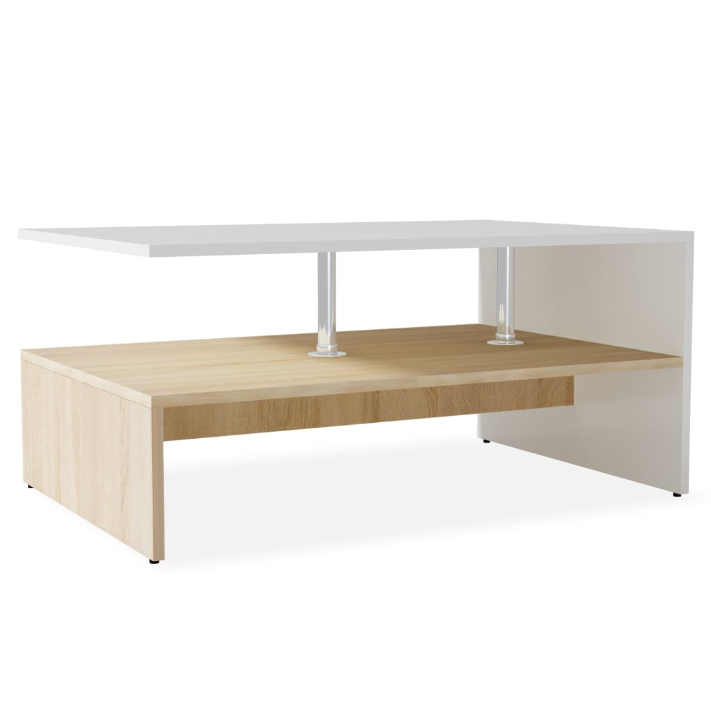 Coffee Table Engineered Wood 90x59x42 cm Oak and White - Newstart Furniture