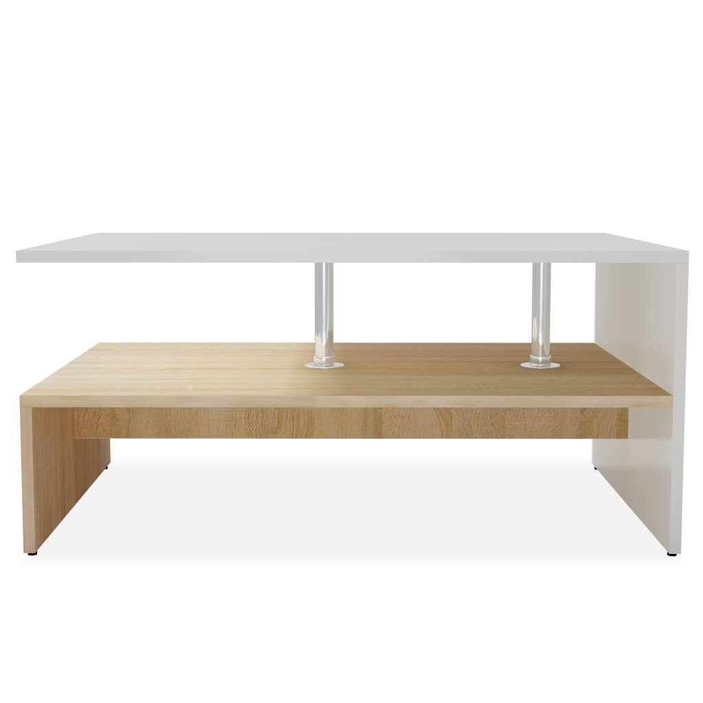 Coffee Table Engineered Wood 90x59x42 cm Oak and White - Newstart Furniture
