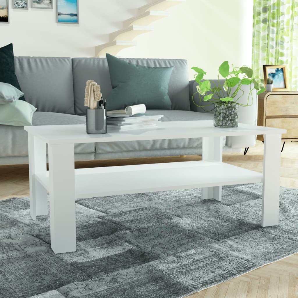 Coffee Table Engineered Wood 100x59x42 cm White - Newstart Furniture