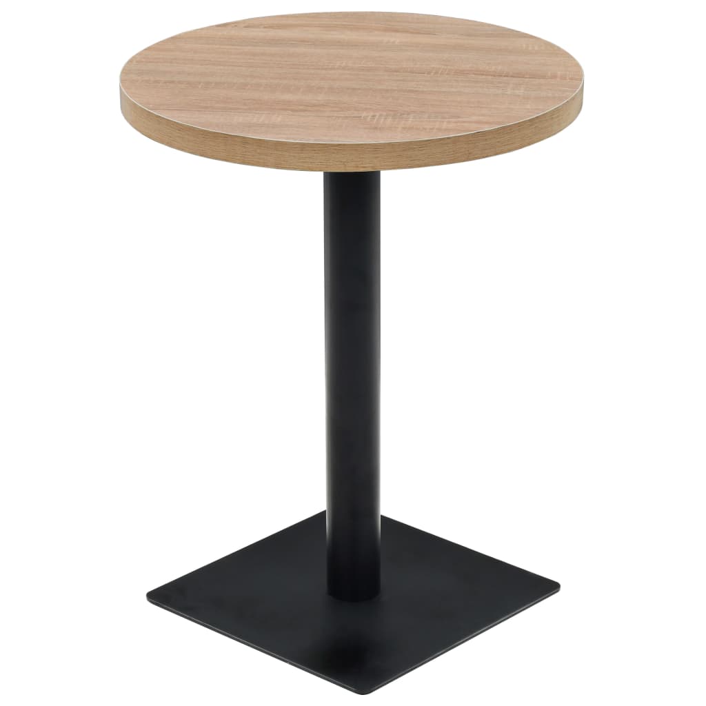 Bistro Table MDF and Steel Round 60x75 cm Oak Colour - Newstart Furniture