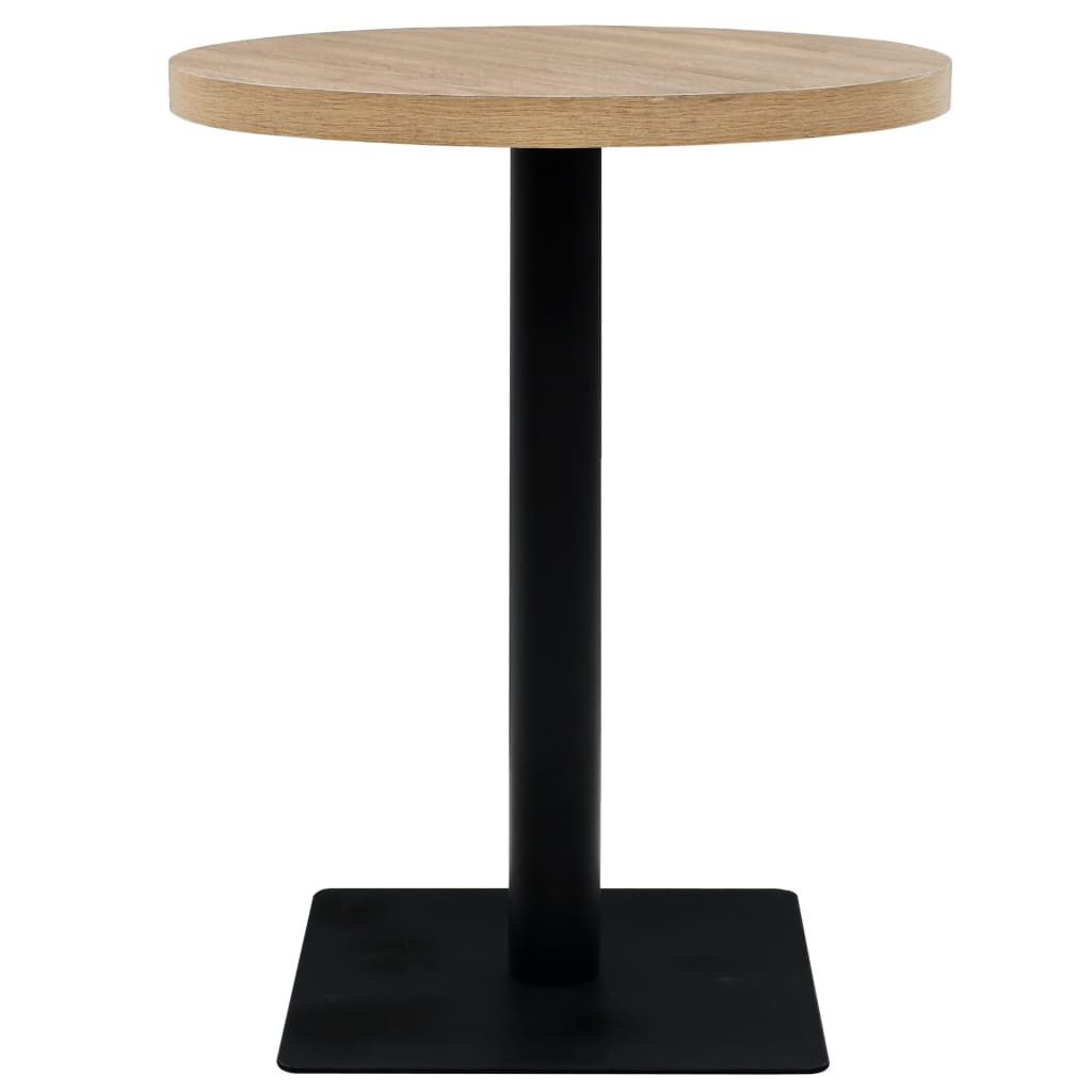 Bistro Table MDF and Steel Round 60x75 cm Oak Colour - Newstart Furniture