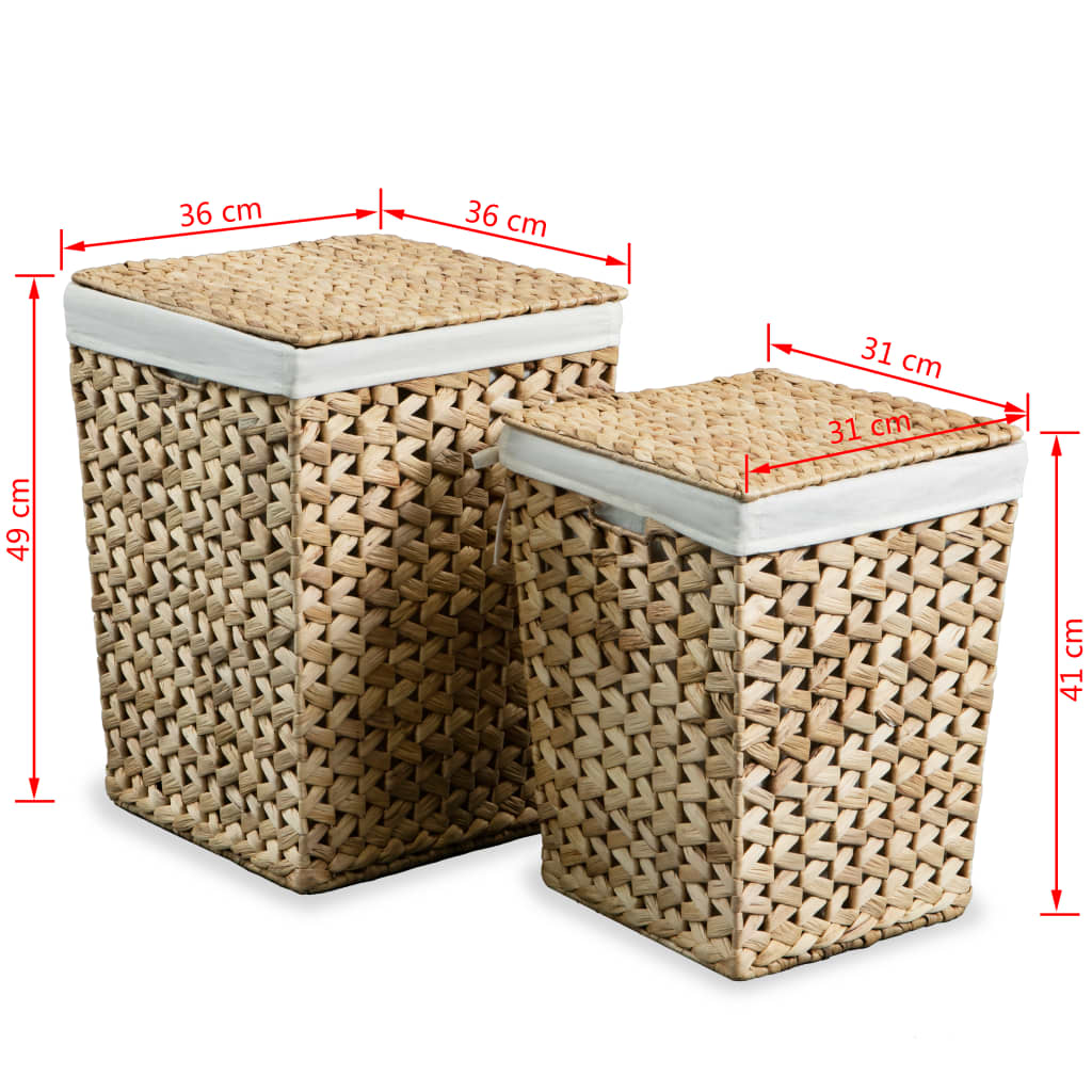 Laundry Basket Set 2 Pieces Water Hyacinth - Newstart Furniture