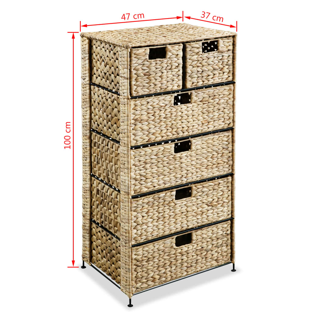 Storage Unit with 6 Baskets 47x37x100 cm Water Hyacinth - Newstart Furniture