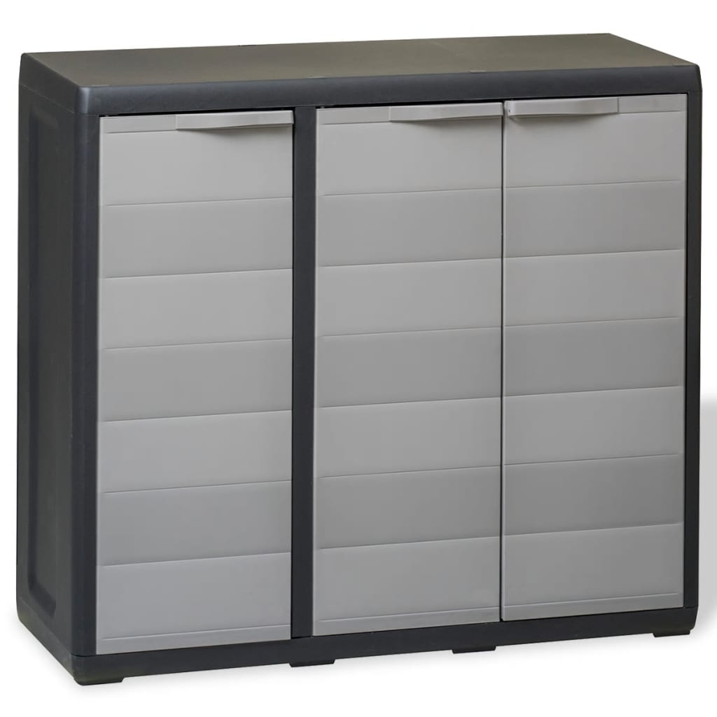 Garden Storage Cabinet with 2 Shelves Black and Grey - Newstart Furniture
